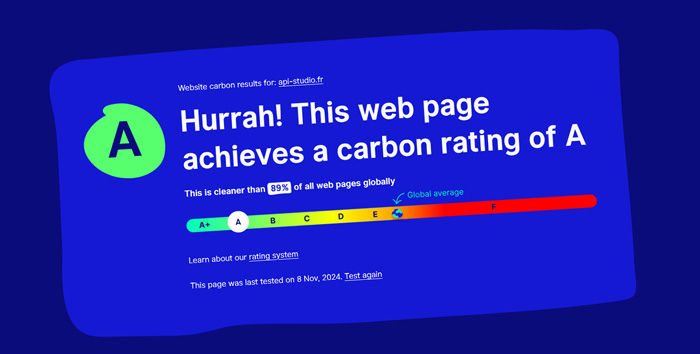 Les résultats d'un teste d'eco conception pour un site web