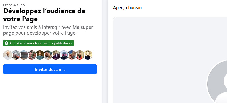 Panneau d'invitation d'amis à like une page facebook