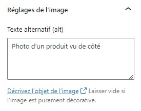 Remplissage du texte alternatif d'une image