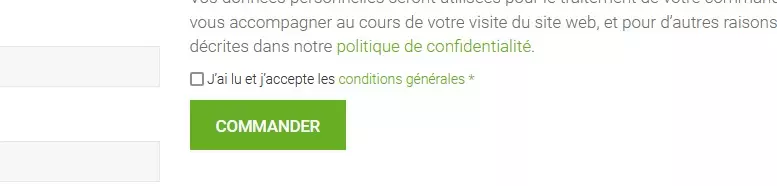 case à cocher validation CGV