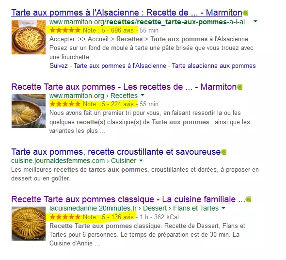 rich snippets sur google