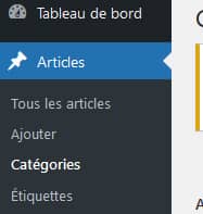 Menu des catégories d'articles dans WordPress